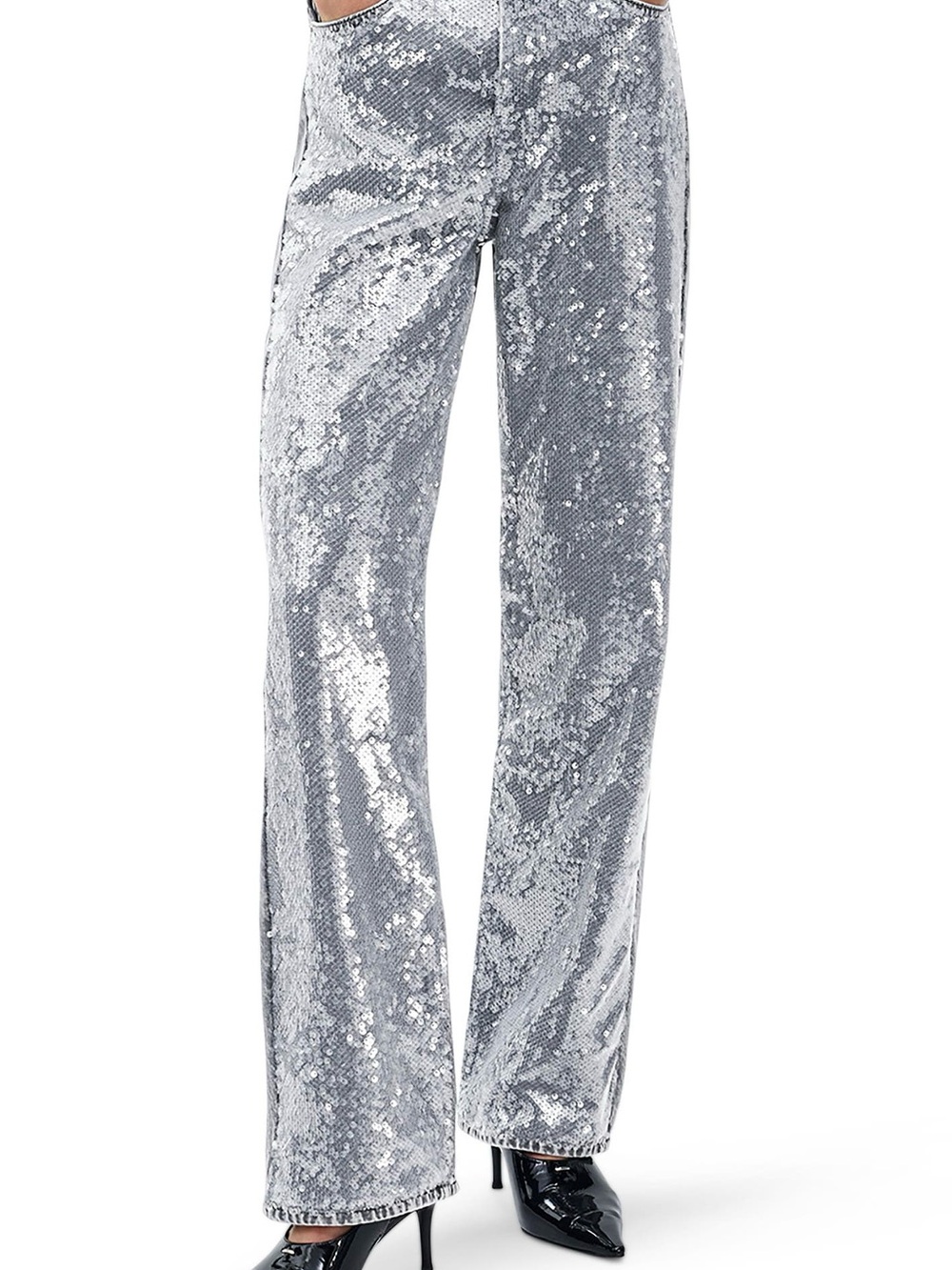 NWT Rag & Bone The Shea High Rise Relaxed Straight In Steele Sequins Size: 26